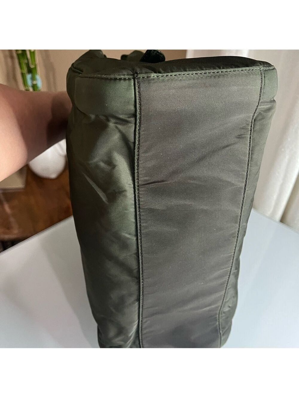 PRADA TESSUTO GREEN NYLON HANDBAG - Picture 5 of 11